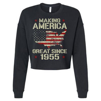 Making America Great Since 1955 Vintage Gifts 65th Birthday Cropped Pullover Crew