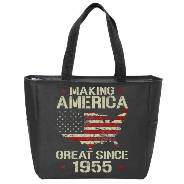 Making America Great Since 1955 Vintage Gifts 65th Birthday Zip Tote Bag