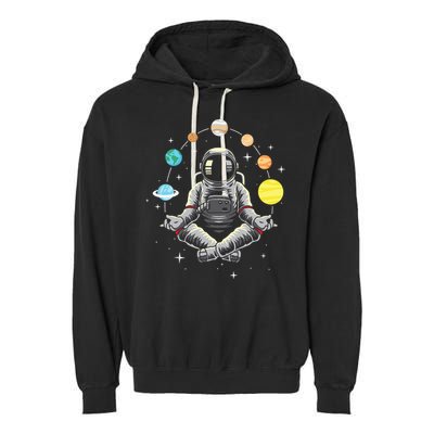 Meditating Astronaut - Galaxy Spaceman Astronomer Cosmos Garment-Dyed Fleece Hoodie