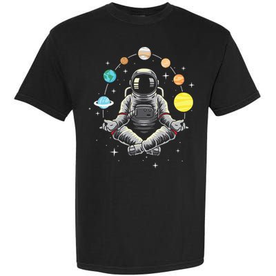 Meditating Astronaut - Galaxy Spaceman Astronomer Cosmos Garment-Dyed Heavyweight T-Shirt