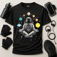 Meditating Astronaut - Galaxy Spaceman Astronomer Cosmos Cooling Performance Crew T-Shirt