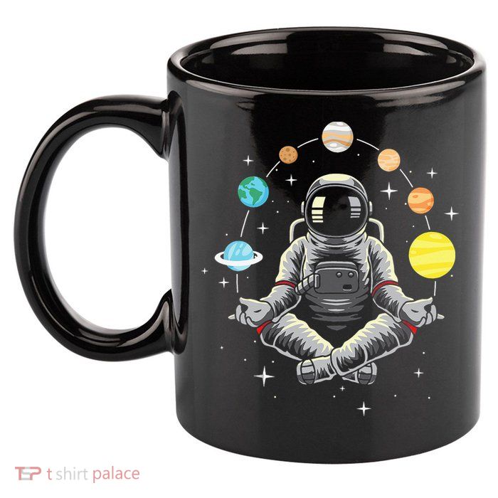 Meditating Astronaut - Galaxy Spaceman Astronomer Cosmos 11oz C Handle Ceramic Mug