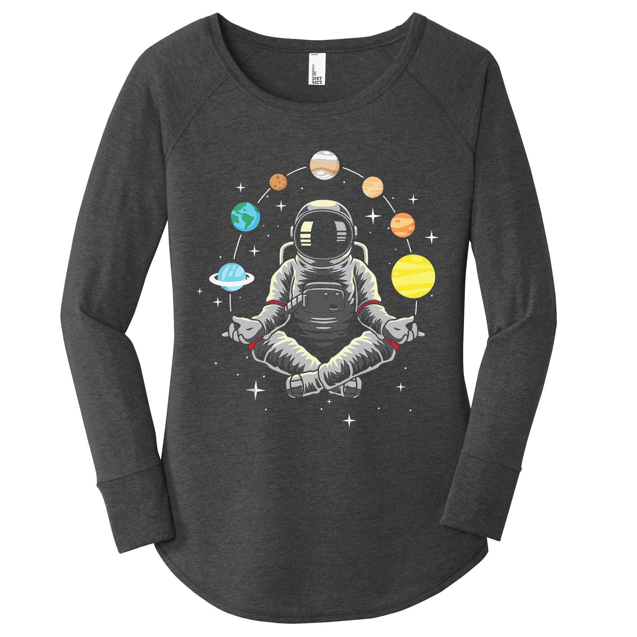 Meditating Astronaut - Galaxy Spaceman Astronomer Cosmos Women's Perfect Tri Tunic Long Sleeve Shirt