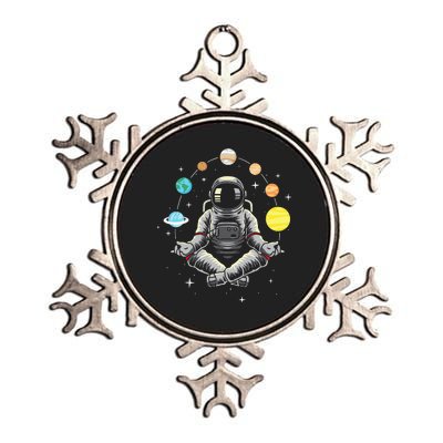 Meditating Astronaut - Galaxy Spaceman Astronomer Cosmos Metallic Star Ornament