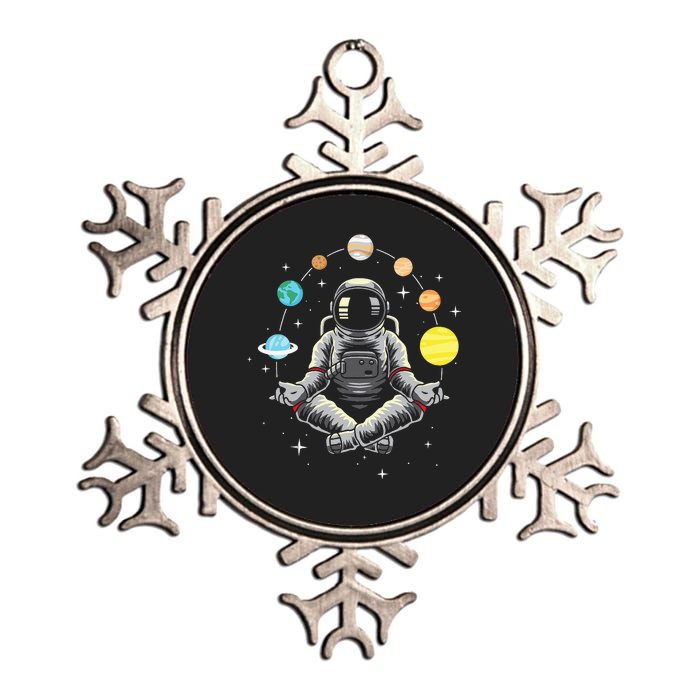 Meditating Astronaut - Galaxy Spaceman Astronomer Cosmos Metallic Star Ornament