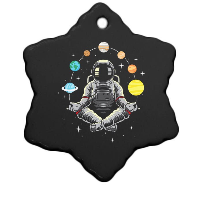 Meditating Astronaut - Galaxy Spaceman Astronomer Cosmos Ceramic Star Ornament