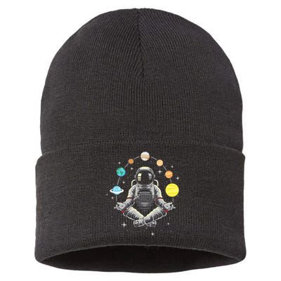 Meditating Astronaut - Galaxy Spaceman Astronomer Cosmos Sustainable Knit Beanie