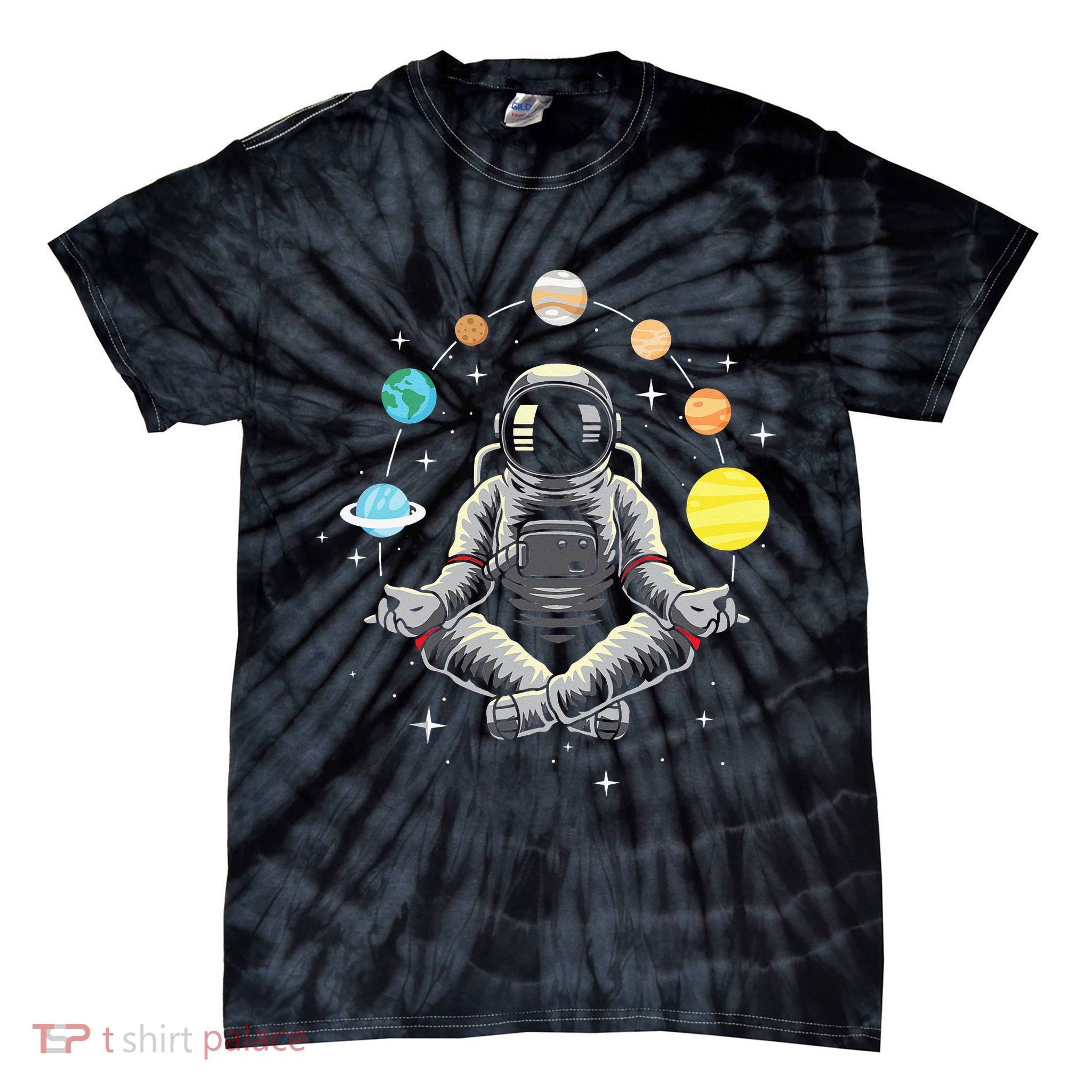 Meditating Astronaut - Galaxy Spaceman Astronomer Cosmos Tie-Dye T-Shirt