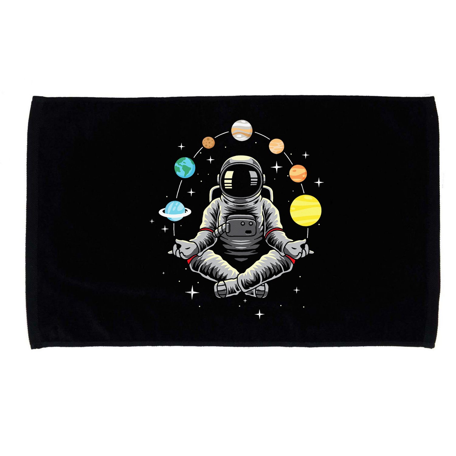 Meditating Astronaut - Galaxy Spaceman Astronomer Cosmos Microfiber Hand Towel