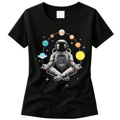 Meditating Astronaut - Galaxy Spaceman Astronomer Cosmos Womens T-Shirt