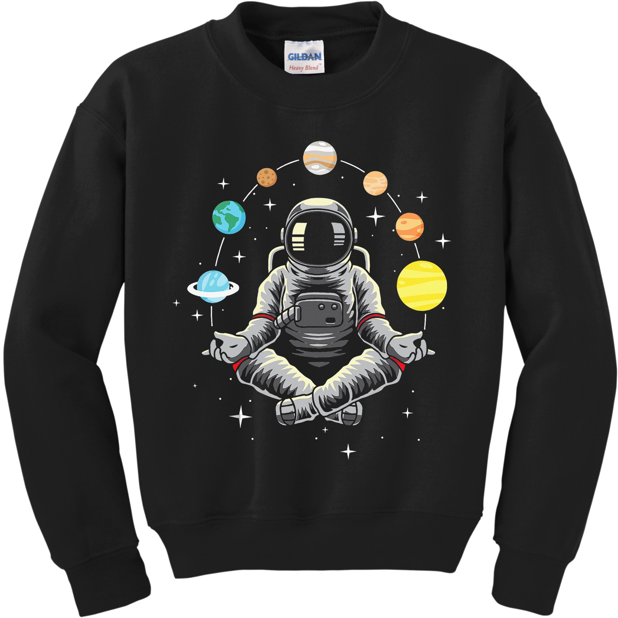 Meditating Astronaut - Galaxy Spaceman Astronomer Cosmos Kids Sweatshirt