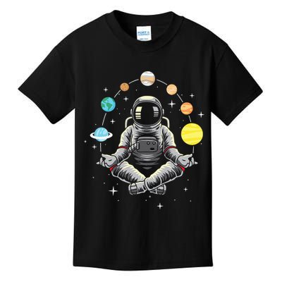 Meditating Astronaut - Galaxy Spaceman Astronomer Cosmos Kids T-Shirt