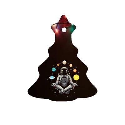 Meditating Astronaut - Galaxy Spaceman Astronomer Cosmos Ceramic Tree Ornament