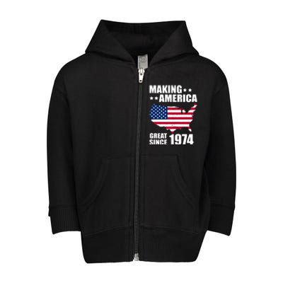 Making America Great Since 1974 Birthday Toddler Zip Fleece Hoodie