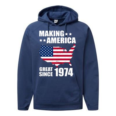 Making America Great Since 1974 Birthday Performance Fleece Hoodie