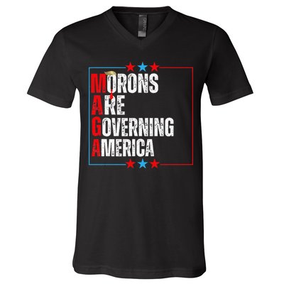 Morons Are Governing America Anti Trump Political V-Neck T-Shirt