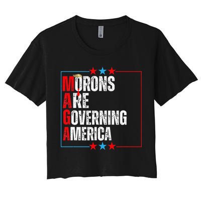 Morons Are Governing America Anti Trump Political Women's Crop Top Tee