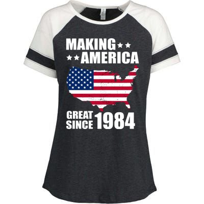 Making America Great Since 1984 Birthday Enza Ladies Jersey Colorblock Tee