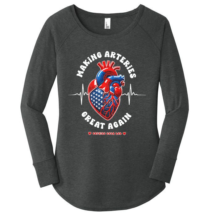 Making Arteries Great Again Cardiac Cath Lab Women's Perfect Tri Tunic Long Sleeve Shirt