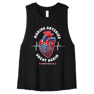 Making Arteries Great Again Cardiac Cath Lab Women's Racerback Cropped Tank