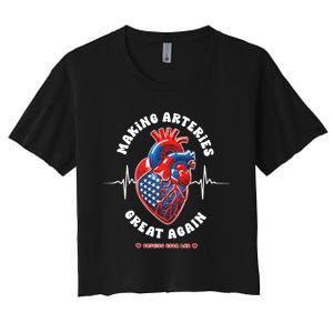 Making Arteries Great Again Cardiac Cath Lab Women's Crop Top Tee