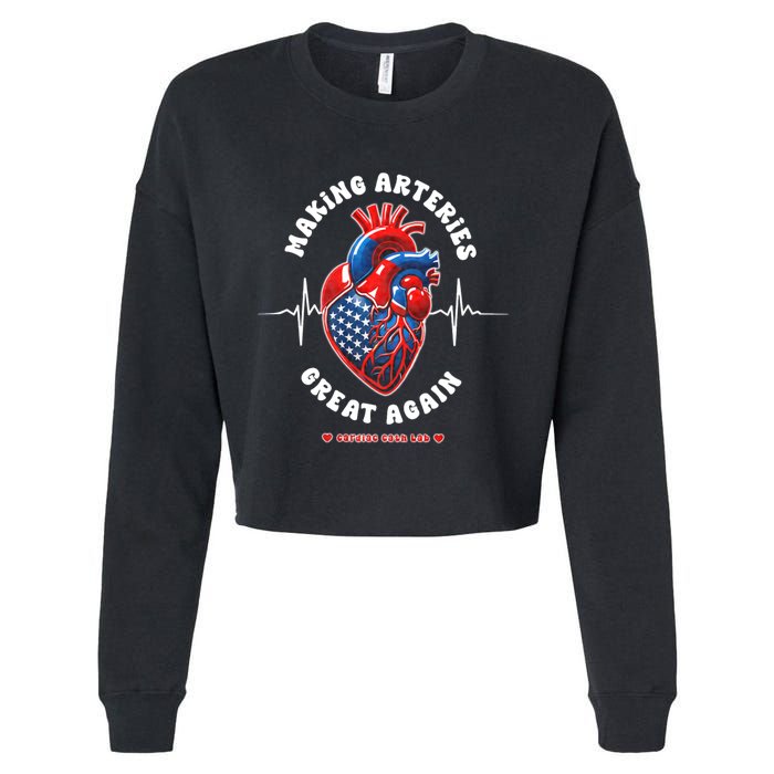 Making Arteries Great Again Cardiac Cath Lab Cropped Pullover Crew