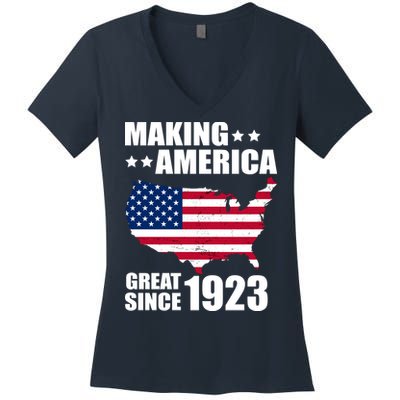 Making America Great Since 1923 Birthday Women's V-Neck T-Shirt