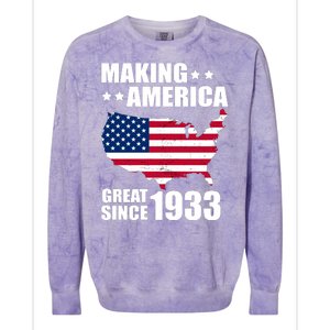 Making America Great Since 1933 Birthday Colorblast Crewneck Sweatshirt