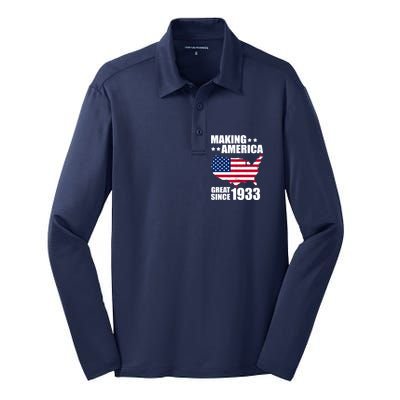 Making America Great Since 1933 Birthday Silk Touch Performance Long Sleeve Polo