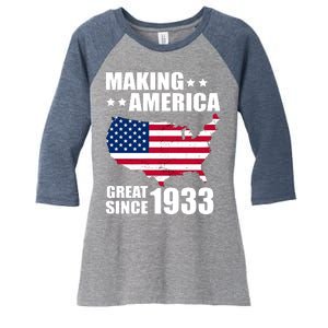 Making America Great Since 1933 Birthday Women's Tri-Blend 3/4-Sleeve Raglan Shirt