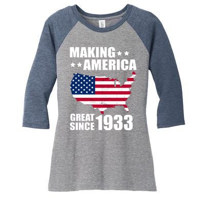 Making America Great Since 1933 Birthday Women's Tri-Blend 3/4-Sleeve Raglan Shirt