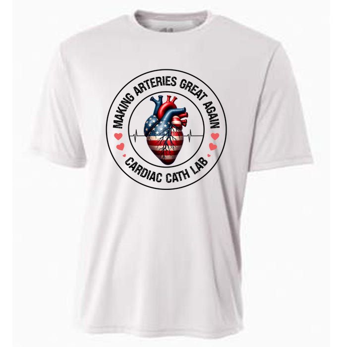 Making Arteries Great Again Cardiac Cath Lab Cooling Performance Crew T-Shirt