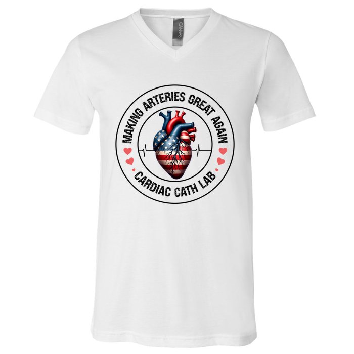 Making Arteries Great Again Cardiac Cath Lab V-Neck T-Shirt