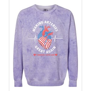 Making Arteries Great Again Cardiac Cath Lab Colorblast Crewneck Sweatshirt