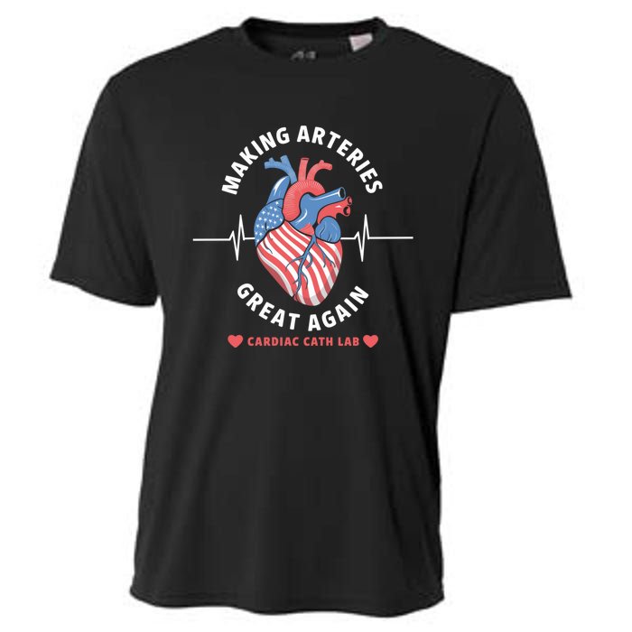 Making Arteries Great Again Cardiac Cath Lab Cooling Performance Crew T-Shirt