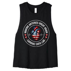 Making Arteries Great Again Cardiac Cath Lab Women's Racerback Cropped Tank