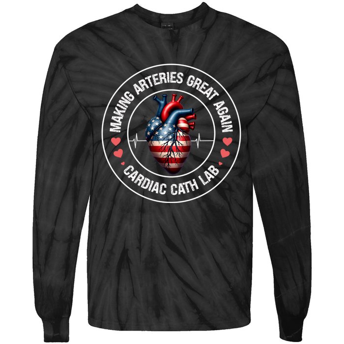 Making Arteries Great Again Cardiac Cath Lab Tie-Dye Long Sleeve Shirt