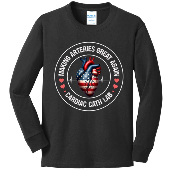 Making Arteries Great Again Cardiac Cath Lab Kids Long Sleeve Shirt