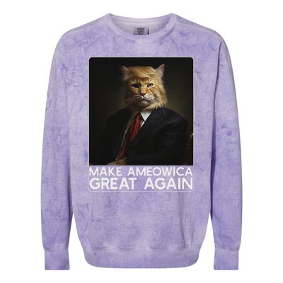 Make Ameowica Great Again Funny Trump Cat Colorblast Crewneck Sweatshirt