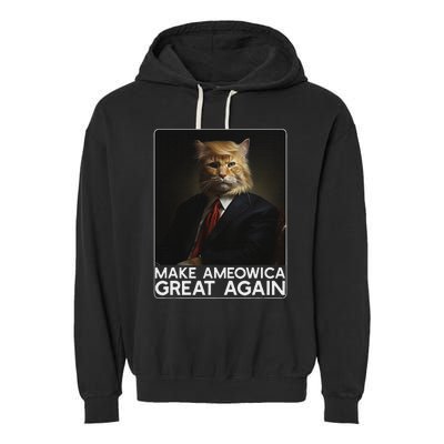 Make Ameowica Great Again Funny Trump Cat Garment-Dyed Fleece Hoodie