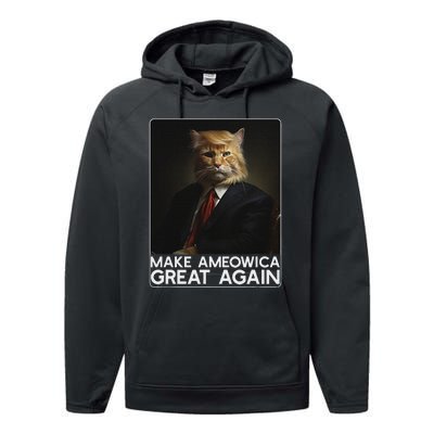 Make Ameowica Great Again Funny Trump Cat Performance Fleece Hoodie