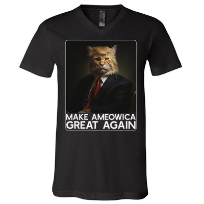 Make Ameowica Great Again Funny Trump Cat V-Neck T-Shirt