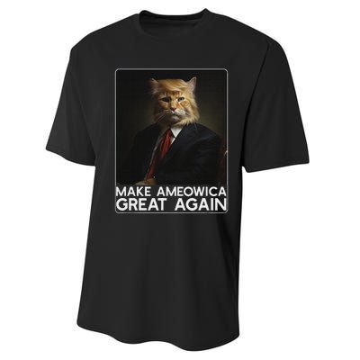 Make Ameowica Great Again Funny Trump Cat Performance Sprint T-Shirt