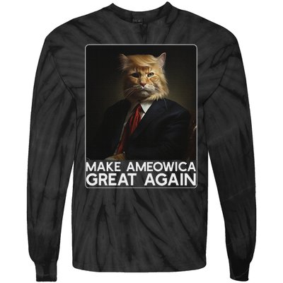 Make Ameowica Great Again Funny Trump Cat Tie-Dye Long Sleeve Shirt