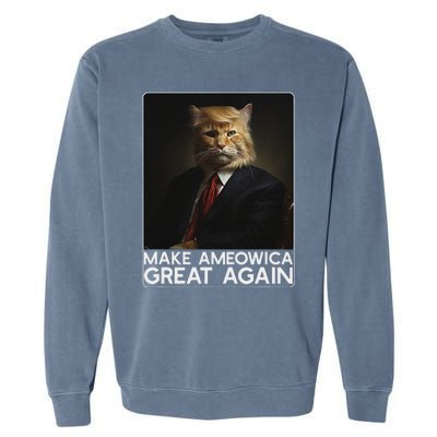 Make Ameowica Great Again Funny Trump Cat Garment-Dyed Sweatshirt