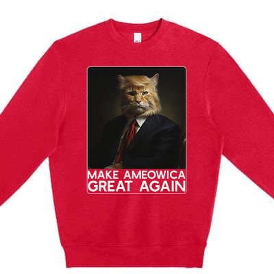 Make Ameowica Great Again Funny Trump Cat Premium Crewneck Sweatshirt