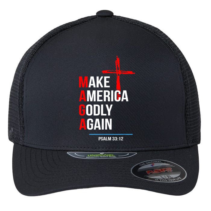 Make America Godly Again Psalm 33 12 Flexfit Unipanel Trucker Cap