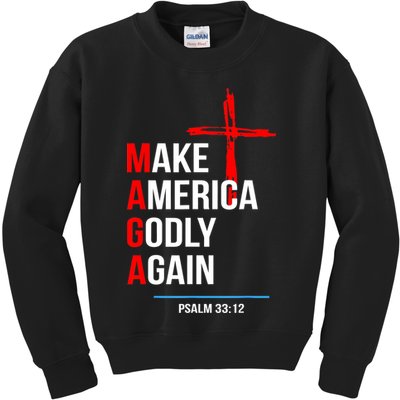 Make America Godly Again Psalm 33 12 Kids Sweatshirt