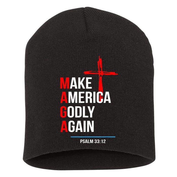 Make America Godly Again Psalm 33 12 Short Acrylic Beanie