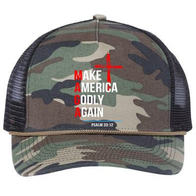 Make America Godly Again Psalm 33 12 Retro Rope Trucker Hat Cap